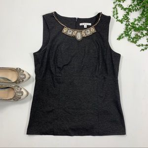 CAbi | Grey Embellished sleeveless top